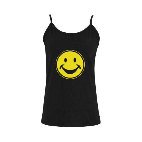 Funny yellow SMILEY for happy people Women's Spaghetti Top (USA Size) (Model T34)