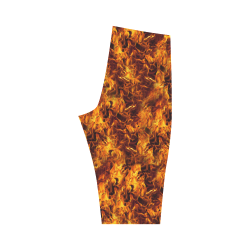 Flaming Fire Pattern Hestia Cropped Leggings (Model L03)