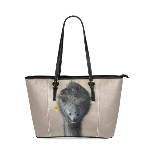 Happy Emu Leather Tote Bag/Small (Model 1640)