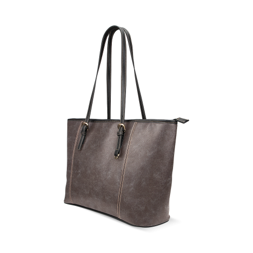 Brown Crackling Pattern Leather Tote Bag/Large (Model 1640)