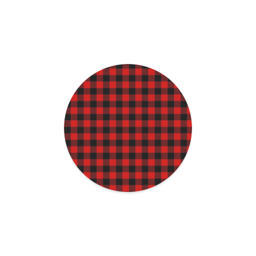 LUMBERJACK Squares Fabric - red black Round Coaster