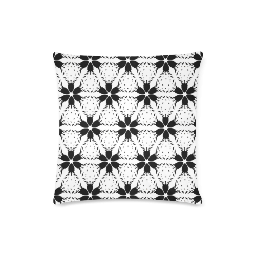 Black and White Floral Throw Pillow Custom Zippered Pillow Case 16"x16"(Twin Sides)