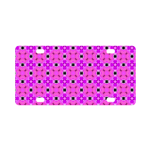 Circle Lattice of Floral Pink Violet Modern Quilt Classic License Plate