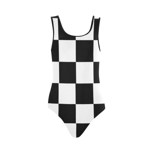 Chequered Chess Vest One Piece Swimsuit (Model S04)