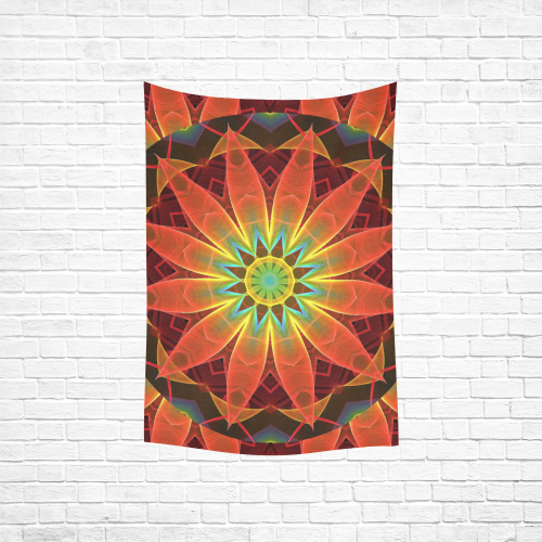 Radiance and Light, Orange Brown Awakening Cotton Linen Wall Tapestry 40"x 60"