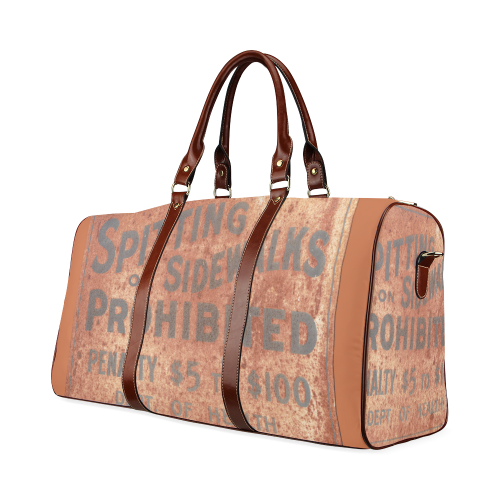 Spitting prohibited, penalty Waterproof Travel Bag/Large (Model 1639)