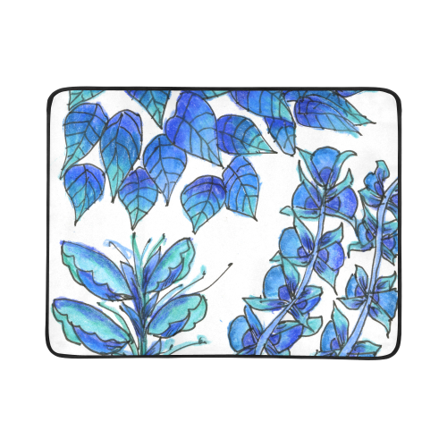 Pretty Blue Flowers, Aqua Garden Zendoodle Beach Mat 78"x 60"