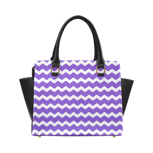 Modern Trendy Pastel Grey Lilac Zig Zag Pattern Chevron Classic Shoulder Handbag (Model 1653)