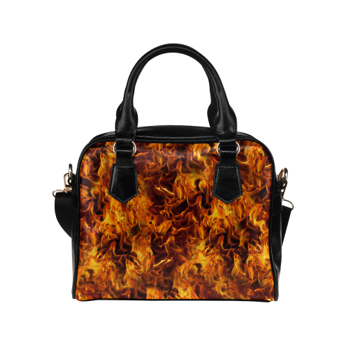 Flaming Fire Pattern Shoulder Handbag (Model 1634)