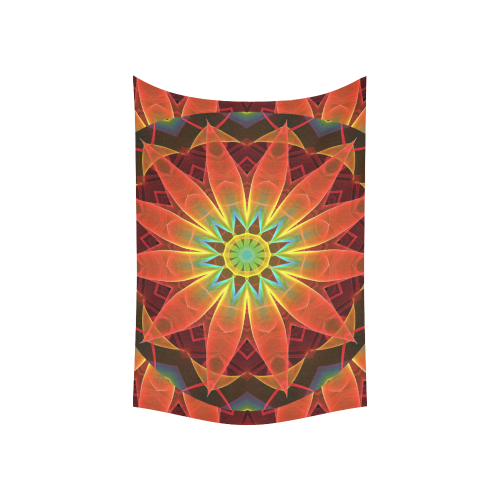 Radiance and Light, Orange Brown Awakening Cotton Linen Wall Tapestry 60"x 40"