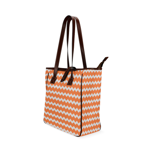 Modern Trendy Pastel Grey Orange Zig Zag Pattern Chevron Classic Tote Bag (Model 1644)