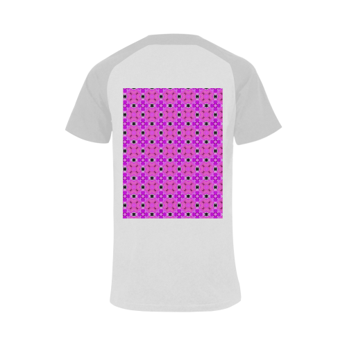Circle Lattice of Floral Pink Violet Modern Quilt Men's Raglan T-shirt Big Size (USA Size) (Model T11)