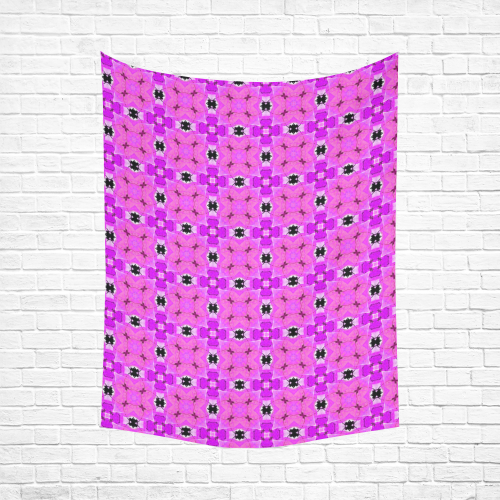 Circle Lattice of Floral Pink Violet Modern Quilt Cotton Linen Wall Tapestry 60"x 80"