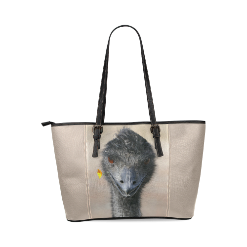 Happy Emu Leather Tote Bag/Large (Model 1640)