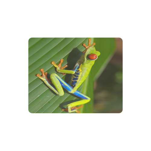 Tree Frog Climbing Leaf Rectangle Mousepad