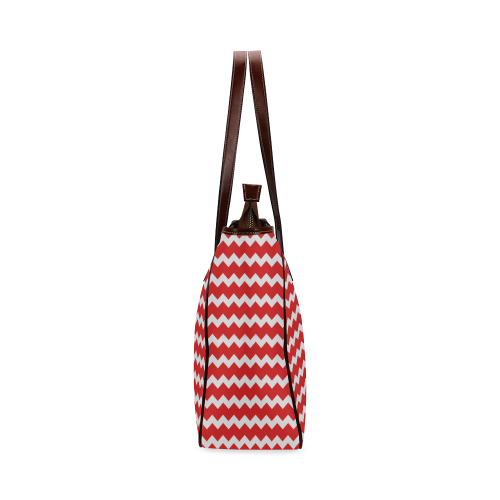 Modern Trendy Pastell Grey Red Zig Zag Pattern Chevron Classic Tote Bag (Model 1644)