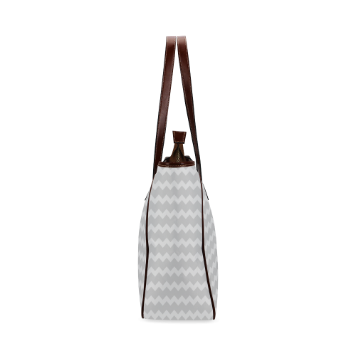 Modern Trendy Pastel Grey Zig Zag Pattern Chevron Classic Tote Bag (Model 1644)