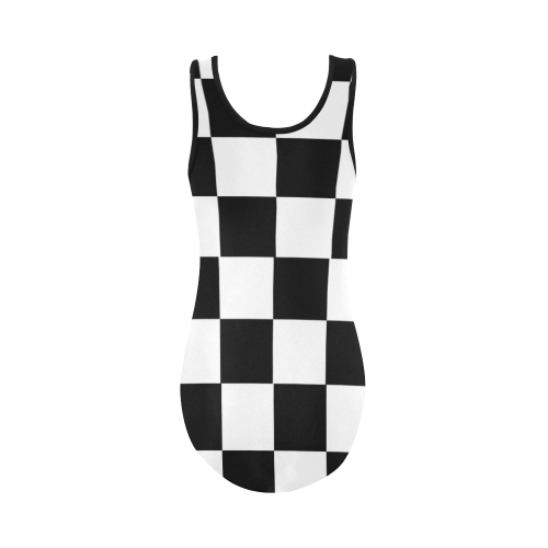 Chequered Chess Vest One Piece Swimsuit (Model S04)