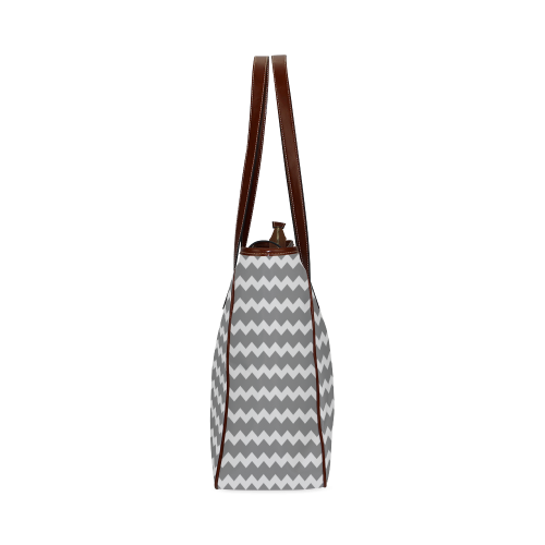 Modern Trendy Pastell Grey Zig Zag Pattern Chevron Classic Tote Bag (Model 1644)