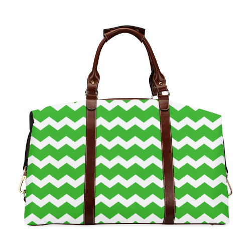 Modern Trendy Pastel Grey Green Zig Zag Pattern Chevron Classic Travel Bag (Model 1643)