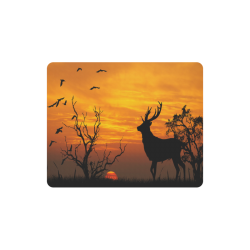 Sunset Deer Silhouette Rectangle Mousepad