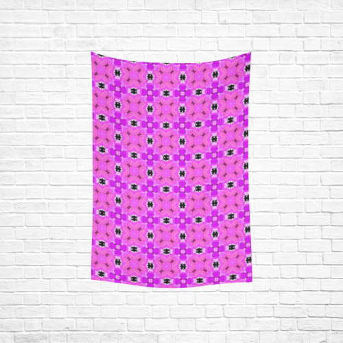 Circle Lattice of Floral Pink Violet Modern Quilt Cotton Linen Wall Tapestry 40"x 60"