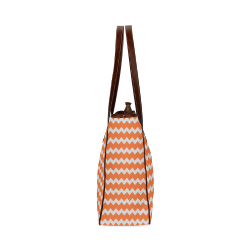 Modern Trendy Pastel Grey Orange Zig Zag Pattern Chevron Classic Tote Bag (Model 1644)