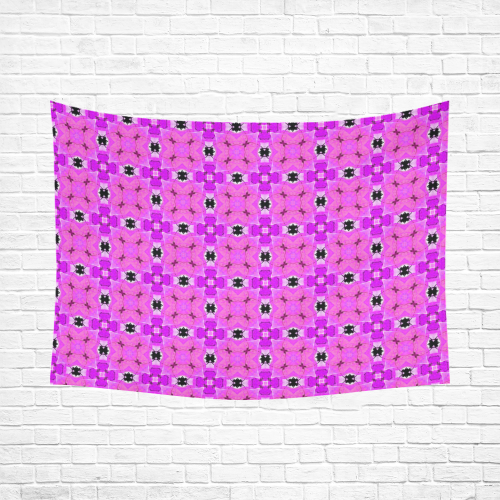 Circle Lattice of Floral Pink Violet Modern Quilt Cotton Linen Wall Tapestry 80"x 60"