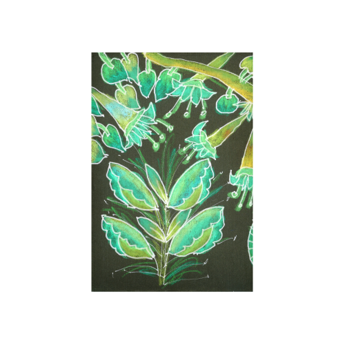 Irish Garden, Lime Green Flowers Dance in Joy Cotton Linen Wall Tapestry 40"x 60"