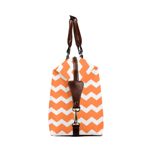 Modern Trendy Pastel Grey Orange Zig Zag Pattern Chevron Classic Travel Bag (Model 1643)