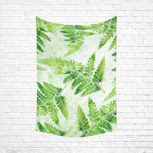 Green Fern Cotton Linen Wall Tapestry 60"x 90"