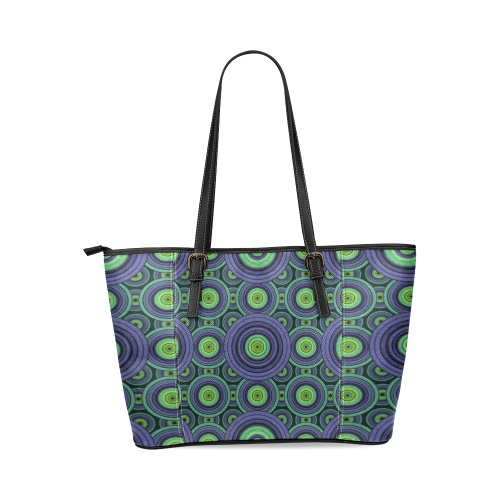 Green and Blue Stitched Leather Tote Bag/Small (Model 1640)