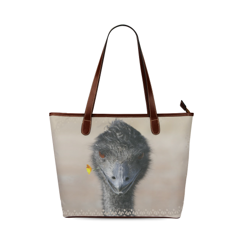 Happy Emu with Flower Shoulder Tote Bag (Model 1646)