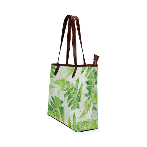 Green Fern Shoulder Tote Bag (Model 1646)