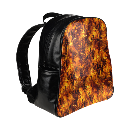 Flaming Fire Pattern Multi-Pockets Backpack (Model 1636)