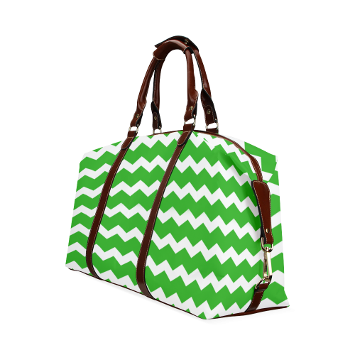 Modern Trendy Pastel Grey Green Zig Zag Pattern Chevron Classic Travel Bag (Model 1643)