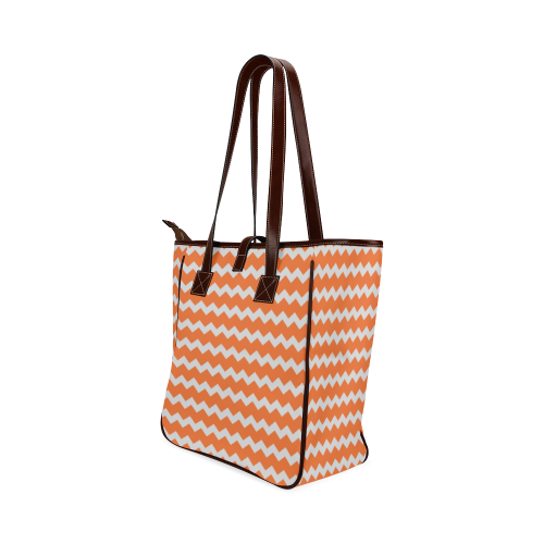 Modern Trendy Pastel Grey Orange Zig Zag Pattern Chevron Classic Tote Bag (Model 1644)