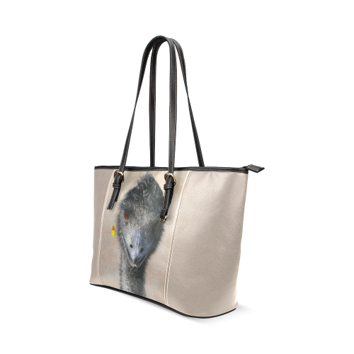 Happy Emu Leather Tote Bag/Large (Model 1640)