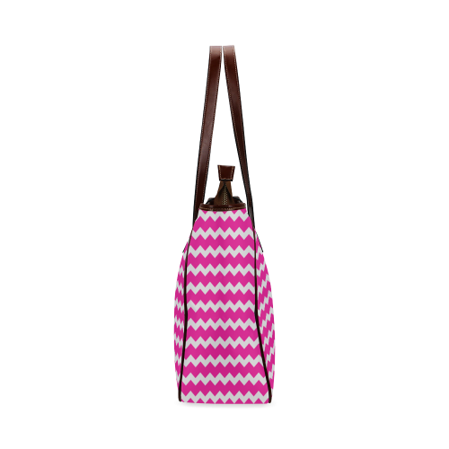 Modern Trendy Pastell GreyPink Zig Zag Pattern Chevron Classic Tote Bag (Model 1644)