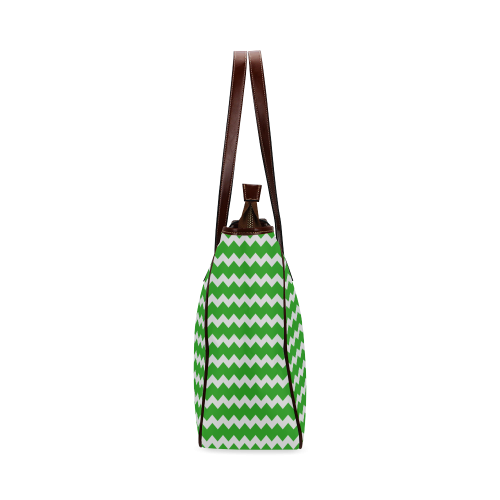 Modern Trendy Pastel Grey Green Zig Zag Pattern Chevron Classic Tote Bag (Model 1644)