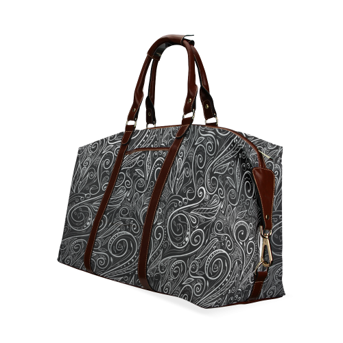 A elegant floral damasks in  silver and black Classic Travel Bag (Model 1643)
