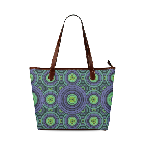 Green and Blue Stitched Shoulder Tote Bag (Model 1646)