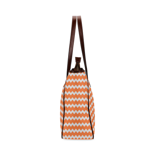 Modern Trendy Pastel Grey Orange Zig Zag Pattern Chevron Classic Tote Bag (Model 1644)