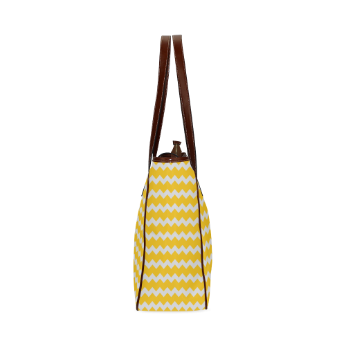 Modern Trendy Pastel Grey Summer Yellow Zig Zag Pattern Chevron Classic Tote Bag (Model 1644)