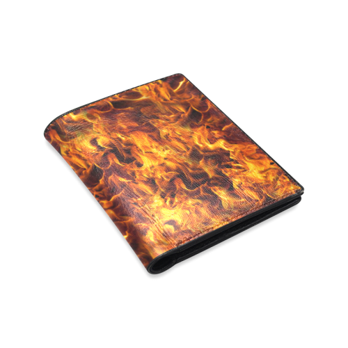 Flaming Fire Pattern Men's Leather Wallet (Model 1612)