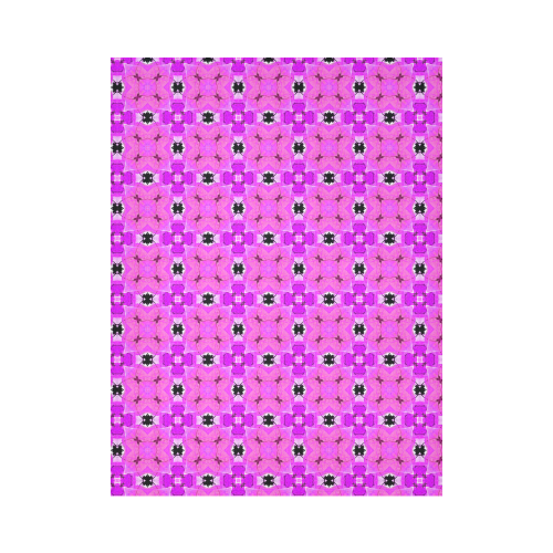 Circle Lattice of Floral Pink Violet Modern Quilt Cotton Linen Wall Tapestry 60"x 80"