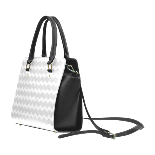 Modern Trendy Pastel Grey Zig Zag Pattern Chevron Classic Shoulder Handbag (Model 1653)