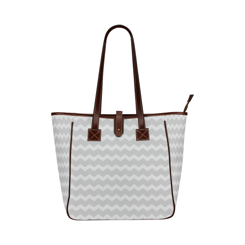 Modern Trendy Pastel Grey Zig Zag Pattern Chevron Classic Tote Bag (Model 1644)