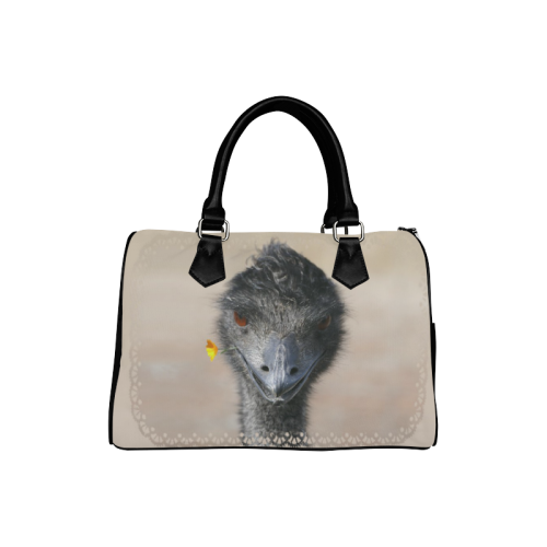 Happy Emu with Flower Boston Handbag (Model 1621)