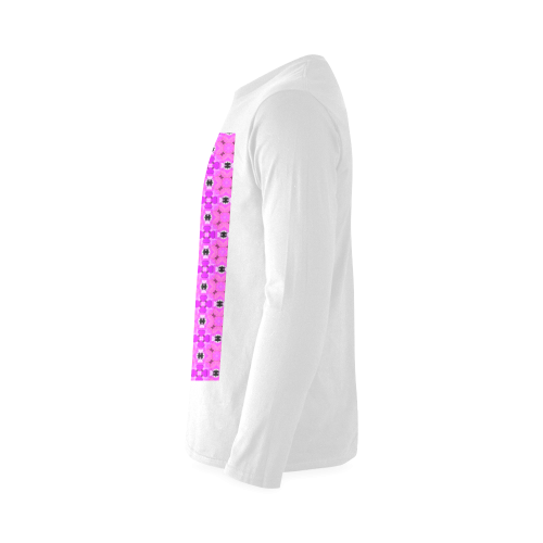 Circle Lattice of Floral Pink Violet Modern Quilt Sunny Men's T-shirt (long-sleeve) (Model T08)